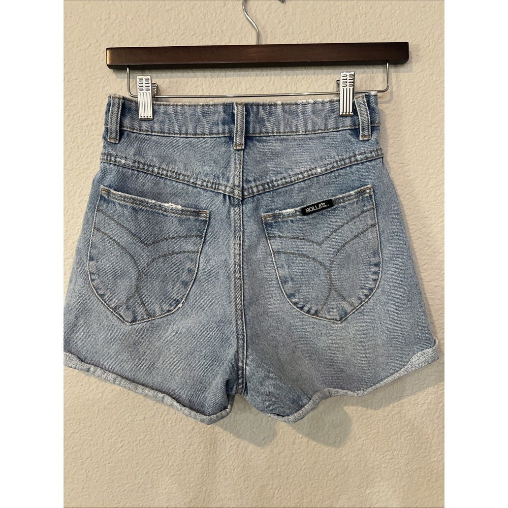 Rolla's Hi-Rise Slim Dusters OLD STONE/Light Jean Shorts cut off SIZE 24/6